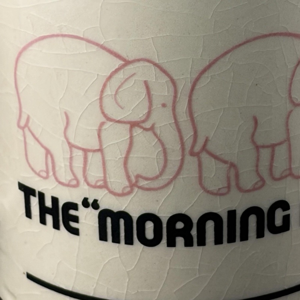 Morning After Mug Pink Elephants Double Handle 1982 Vintage Hangover Coffee Cup - Picture 2 of 7